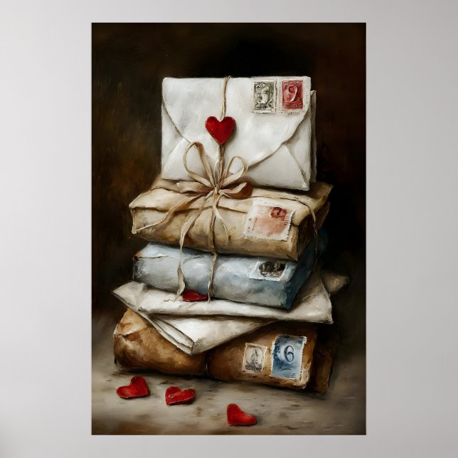 Kärleksbrev Utskrivbar Väggkonst – Vintage Romanti (Framsidan)