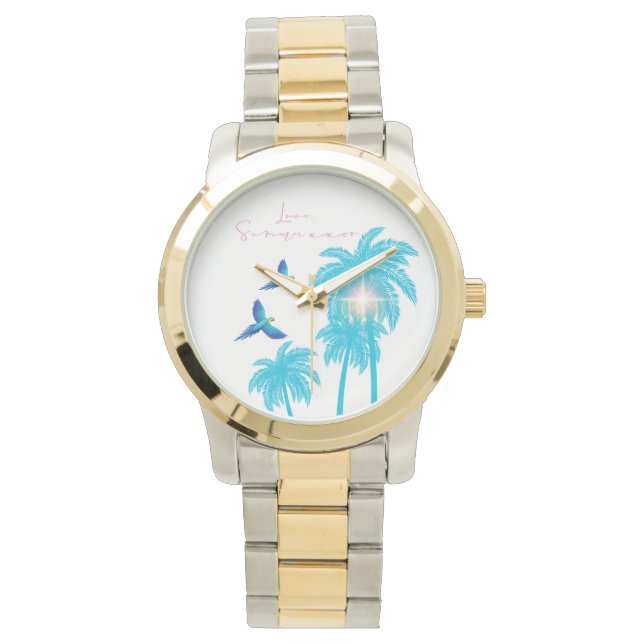 Kärleksbrevdesign - Kärlek, sommar xxoo Armbandsur (Framsida)