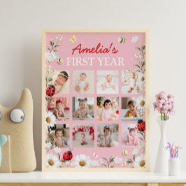 Kärleksbugs Daisy Första Året Foto Milstolpe Affis Poster