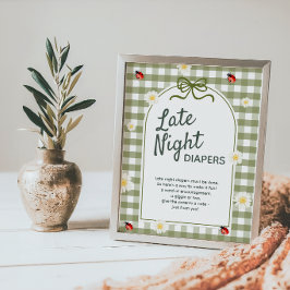 Kärleksbugs nattliga blöjor Baby Shower-skylt Poster
