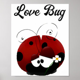 Kärleksbugs Nyckelpiga Söt Tecknad Alla Hjärtans D Poster