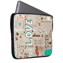 Kärlekscitat Doodle-mönster Laptop Fodral