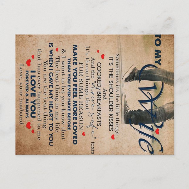 Kärlekscitat till fru, fruns födelsedag, bröllopsp vykort (Framsida)