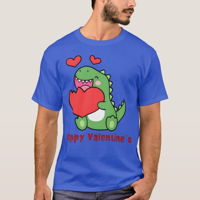 Kärleksdinosaurie för valentinpojke t shirt (Framsida)