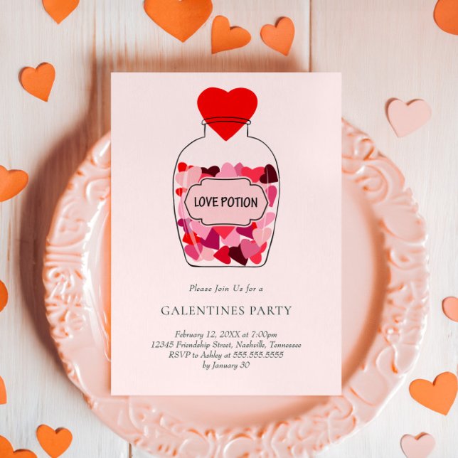 Kärleksdrops Alla hjärtans dags Galentines-fest Inbjudningar (Skapare uppladdad)