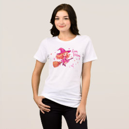 Kärleksdrops-Häxa T-Shirt | Söt Rosa Halloween Te