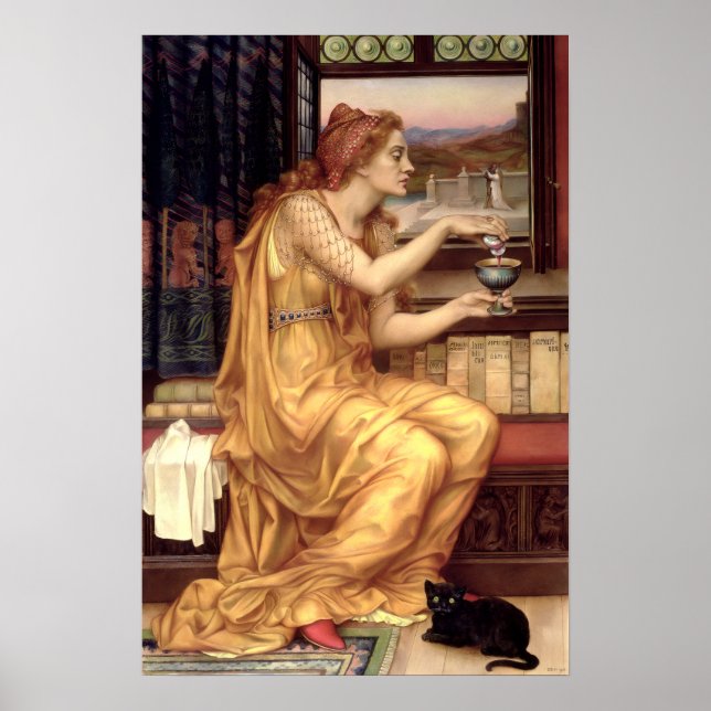 Kärleksdrycken av Pre-Raphaelite Evelyn de Morgan Poster (Framsidan)