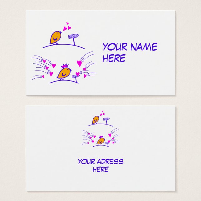 KÄRLEKSEKO - Serieteckning Birds Tweetlercools 3 Visitkort (Framsida & baksida)