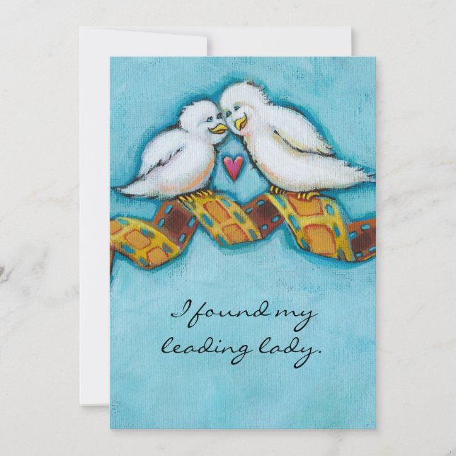 Kärleksfåglar filmälskare filmfantast romantisk må inbjudningar (Framsida)