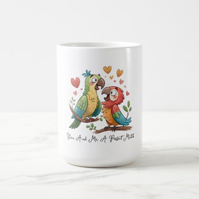 Kärleksfåglar i färgrik harmoni kaffemugg (Center)