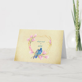 Kärleksfåglar i hjärta Alla hjärtans dag Kort