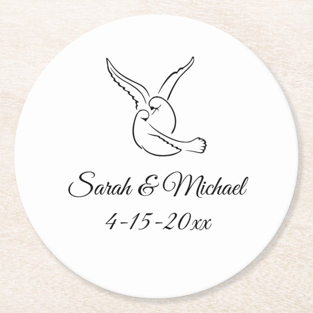 Kärleksfåglar Koppunderlägg Underlägg Papper Rund (Framsidan)