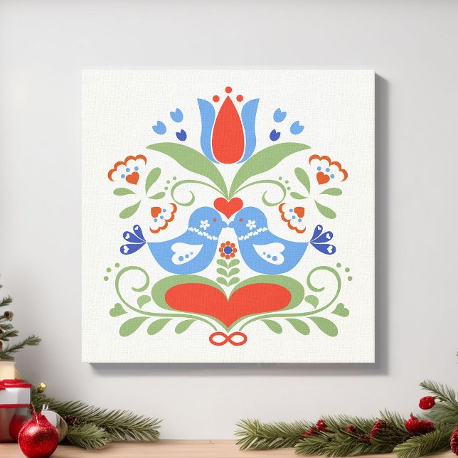 Kärleksfåglar och Blommor Canvastryck (Skapare uppladdad)