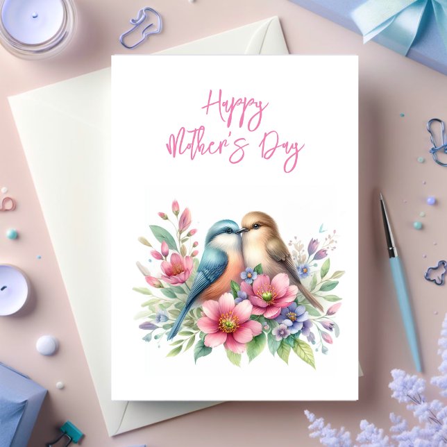 Kärleksfåglar på våren  Glad mors dag-kort Tack Kort (Mothers Day Greeting card)