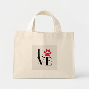 Kärleksfotavtryck – Söt Totebag för husdjursälskar Mini Tygkasse