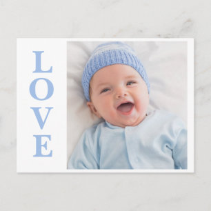Kärleksfoto Blå Typografi Födelse Tillkännagivande