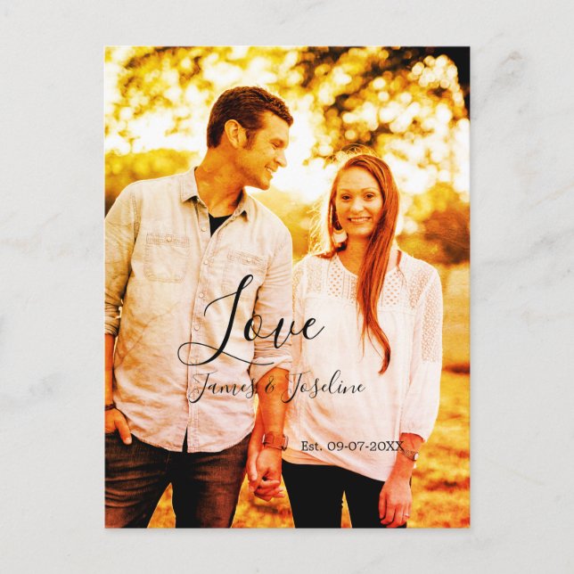 Kärleksfoto lägg till namn est. Datum år bröllopsp Vykort (Framsida)