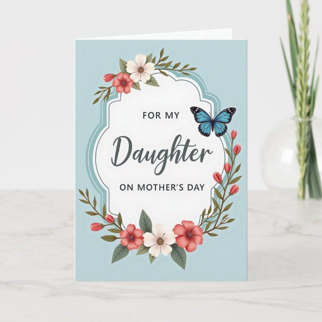 Kärleksfull Dotter Blommig Kort (Framsida)
