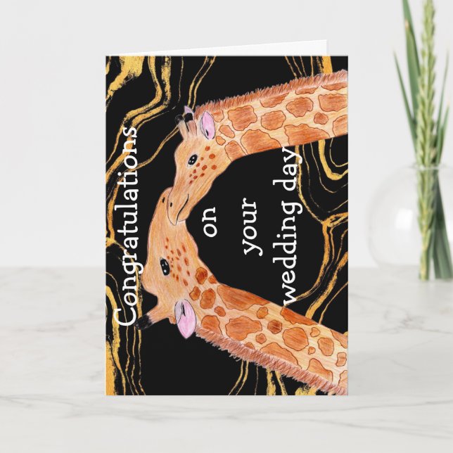 Kärleksfull Giraff Grattis på din bröllopsdag Kort (Framsida)