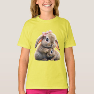 Kärleksfull kanin och bebis barn t-shirt