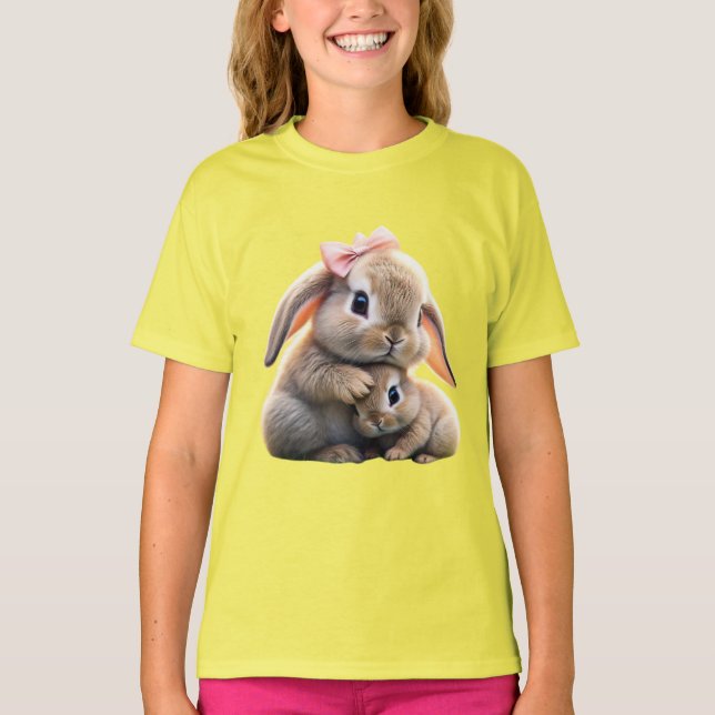 Kärleksfull kanin och bebis barn t-shirt (Framsida)