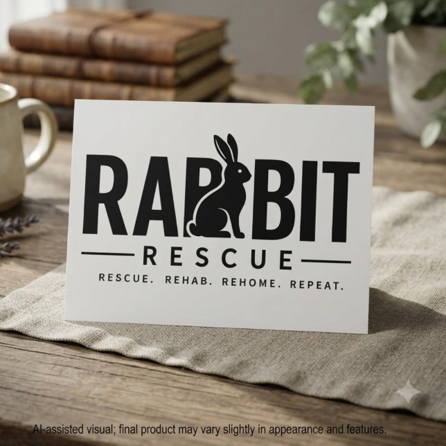 Kärleksfull kolteckning av räddad kanin vykort (Charcoal bunny silhouette postcard for animal lovers and adoption milestones)