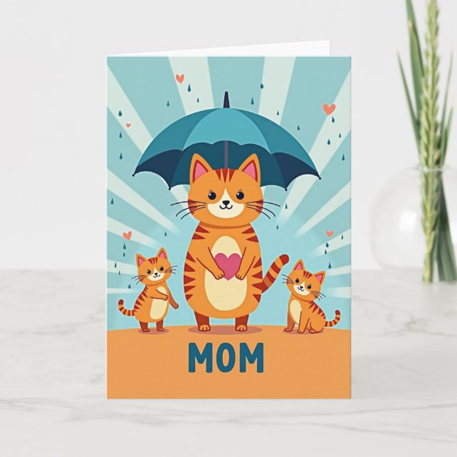 Kärleksfull Mammat Katt Konst Kort (Framsida)
