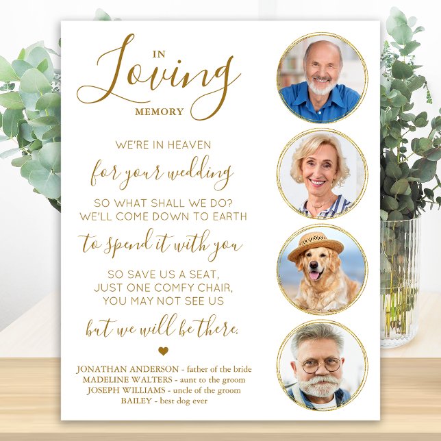 Kärleksfull Minnes Elegant Guld Foto Bröllop Minne Poster (Skapare uppladdad)