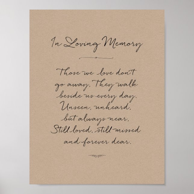 Kärleksfull minneshögtid minnessten, begravning, R Poster (Framsidan)