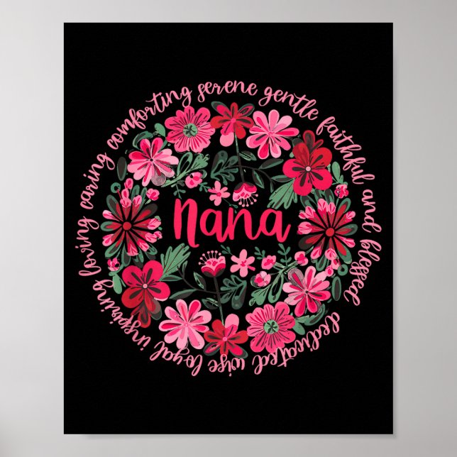 Kärleksfull nana boho blomsterstil glad mors dag poster (Framsidan)