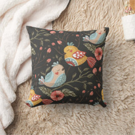 Kärleksfulla Boho Fåglar Blommönster Kudde
