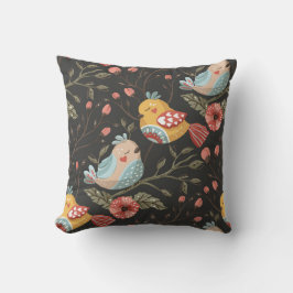 Kärleksfulla Boho Fåglar Blommönster Kudde
