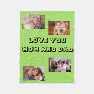 Kärleksfulla mamma pappa 4 bilder Sans Serif-tecke Fleecefilt