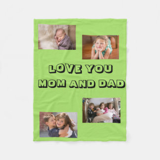 Kärleksfulla mamma pappa 4 bilder Sans Serif-tecke Fleecefilt