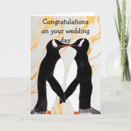 Kärleksfulla pingvin Grattis på din bröllopsdag Kort