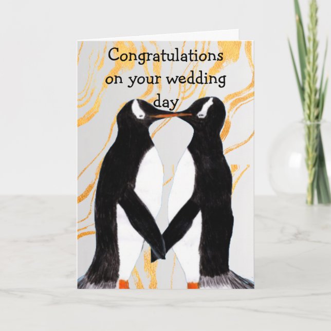 Kärleksfulla pingvin Grattis på din bröllopsdag Kort (Framsida)