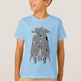 Kärleksfulla zebrarandiga vintage retro OpArt-desi T Shirt