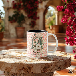 Kärleksfullt blomsterboho chic monogrammats mugg f