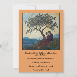 Kärleksfullt par som kysser lyckligt inbjudan