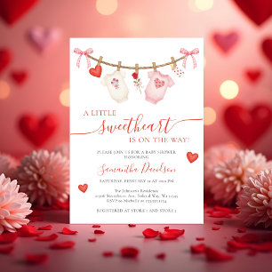 Kärleksfullt Valentines Klädstreck Babyfirande Inbjudningar