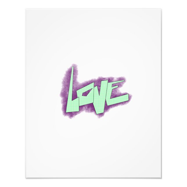 kärleksgraffiti lila grön mint typografi prickar  fototryck (Framsidan)