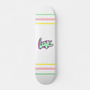 kärleksgraffiti lila grön mint typografi prickar  mini skateboard bräda 18,5 cm