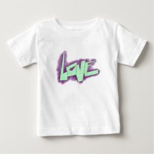 kärleksgraffiti lila grön mint typografi prickar t shirt