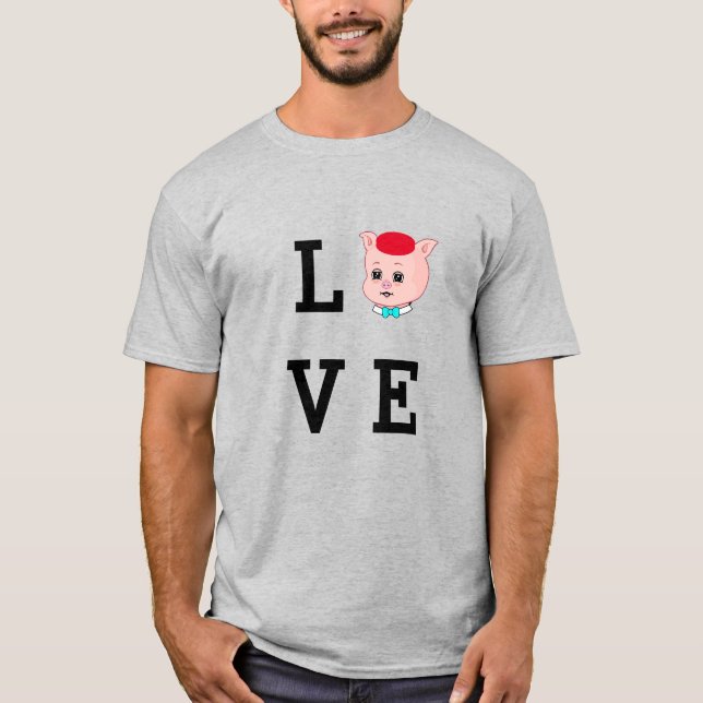 Kärleksgris tecknad film t shirt (Framsida)