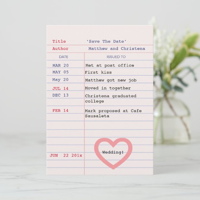 Kärlekshistoria Sista datum Bibliotekskort Spara d Datumet (Stående Fram)