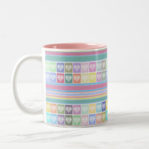 Kärlekshjärta Alla hjärtans dag design pastell fär Två-Tonad Mugg