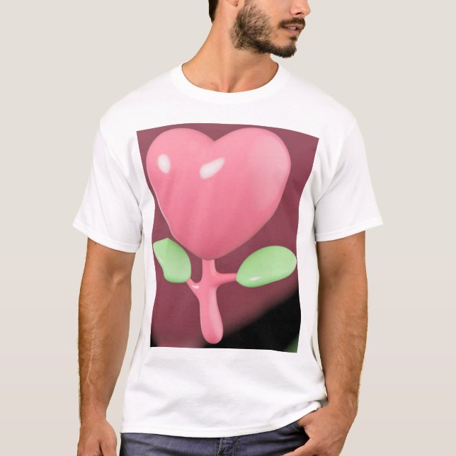 Kärlekshjärta blomma. t shirt (Framsida)