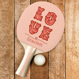Kärlekshjärta i rosa med namn pingisracket