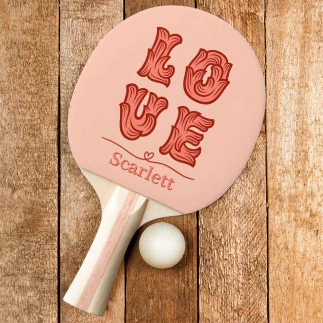 Kärlekshjärta i rosa med namn pingisracket (Skapare uppladdad)