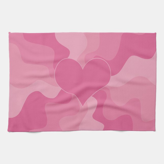 Kärlekshjärta - Rosa Kökshandduk (Horisontell)
